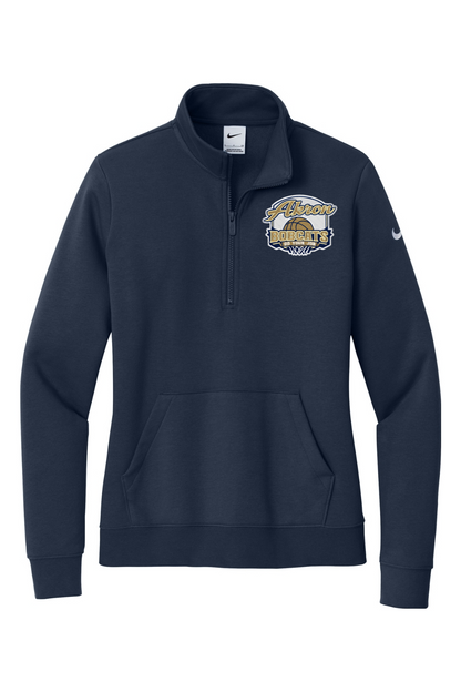 Arkron Bobcats Basketball Embroidered Nike Ladies Club Fleece Sleeve Swoosh 1/2-Zip