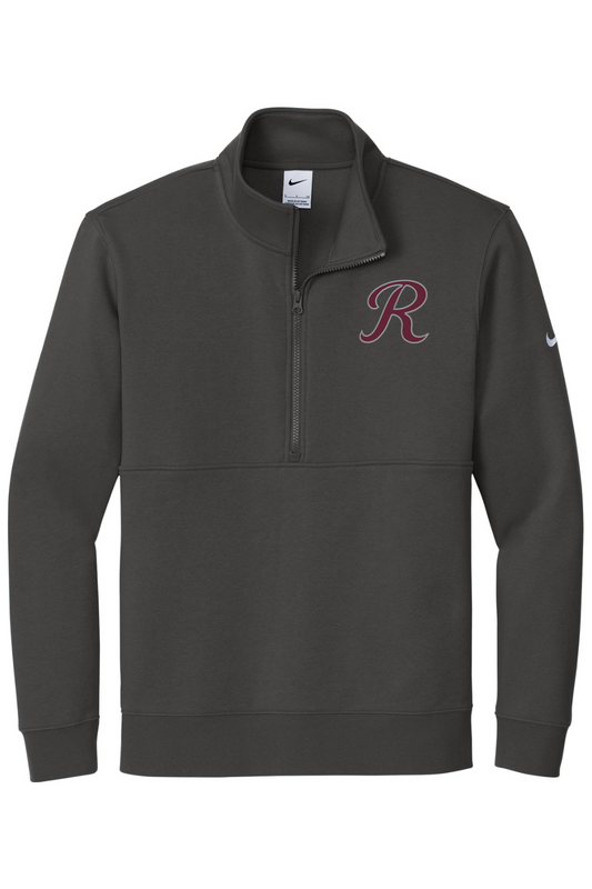 Rebels Travel Baseball Embroidered Nike Club Fleece Sleeve Swoosh 1/2-Zip