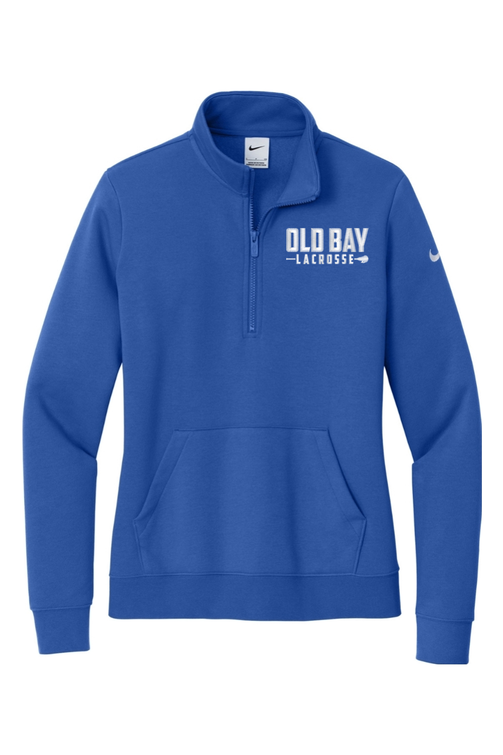 Old Bay Lacrosse Embroidered Nike Ladies Club Fleece Sleeve Swoosh 1/2-Zip