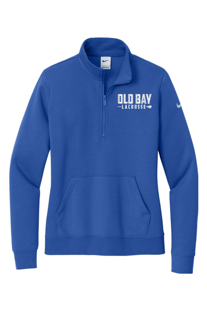Old Bay Lacrosse Embroidered Nike Ladies Club Fleece Sleeve Swoosh 1/2-Zip