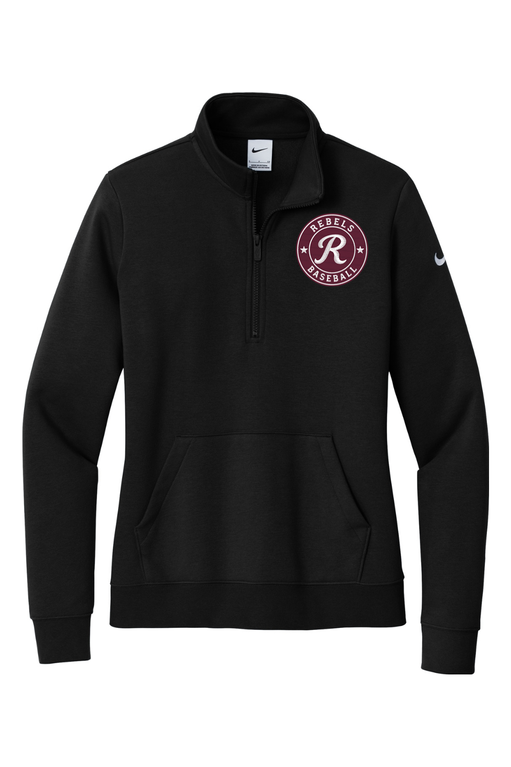 Rebels Travel Baseball Embroidered Nike Ladies Club Fleece Sleeve Swoosh 1/2-Zip