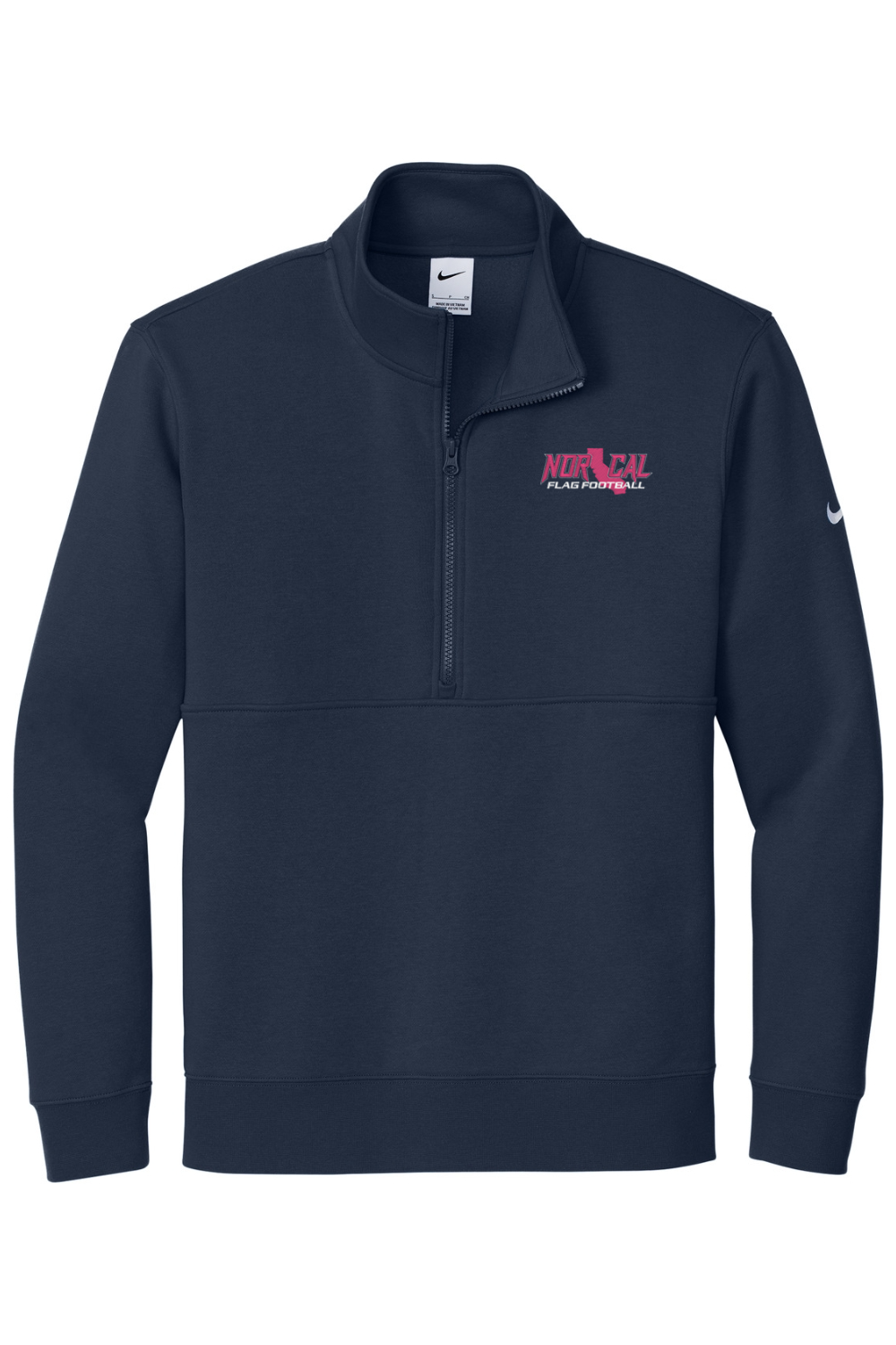 Norcal Flag Football Embroidered Nike Club Fleece Sleeve Swoosh 1/2-Zip