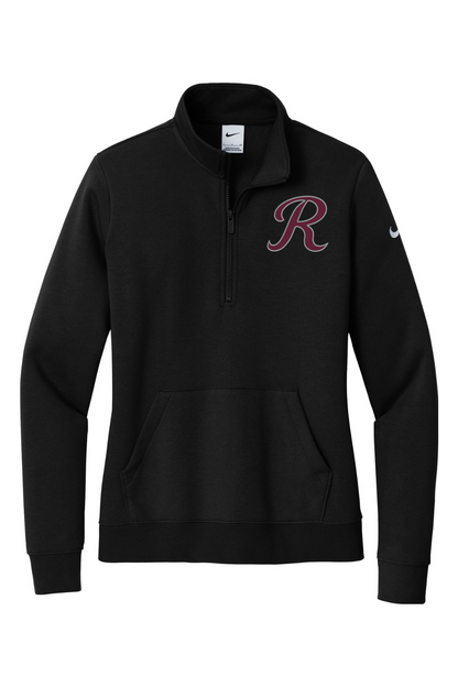 Rebels Travel Baseball Embroidered Nike Ladies Club Fleece Sleeve Swoosh 1/2-Zip