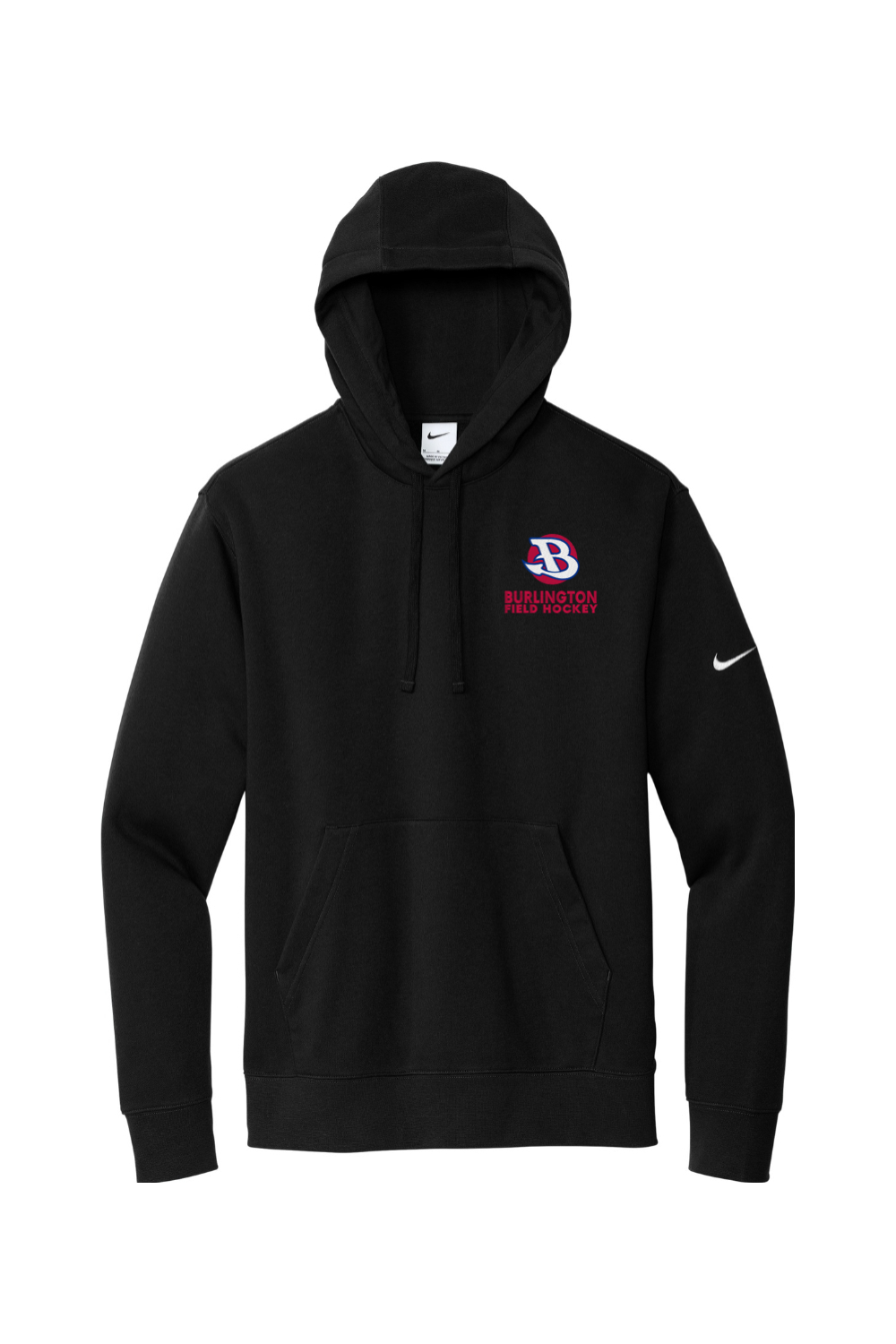 Burlington Field Hockey Embroidered Nike Club Fleece Sleeve Swoosh Pullover Hoodie