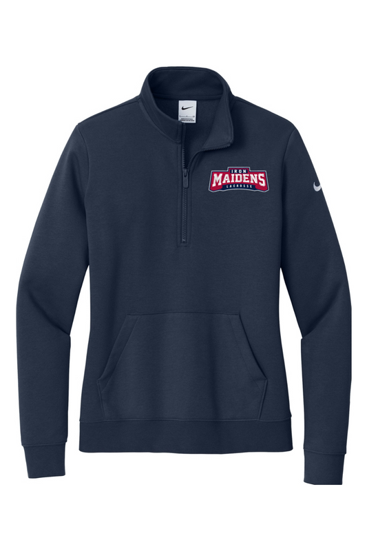 Iron Maidens Lacrosse Embroidered Nike Ladies Club Fleece Sleeve Swoosh 1/2-Zip