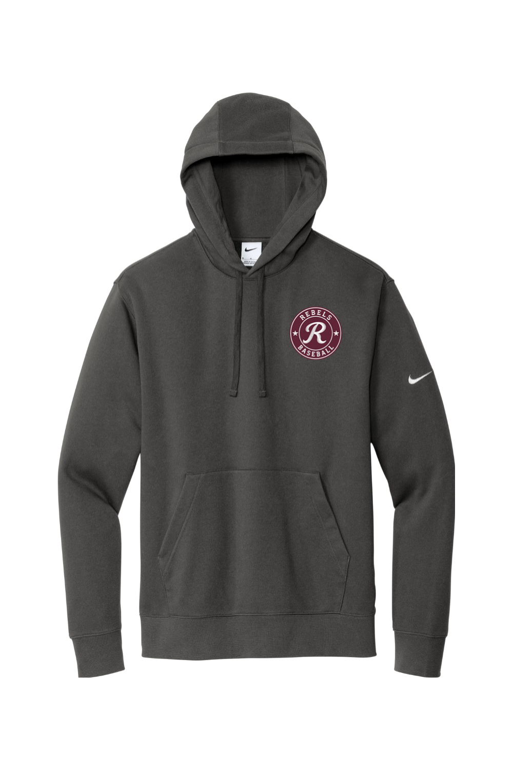 Rebels Travel Baseball Embroidered Nike Club Fleece Sleeve Swoosh Pullover Hoodie