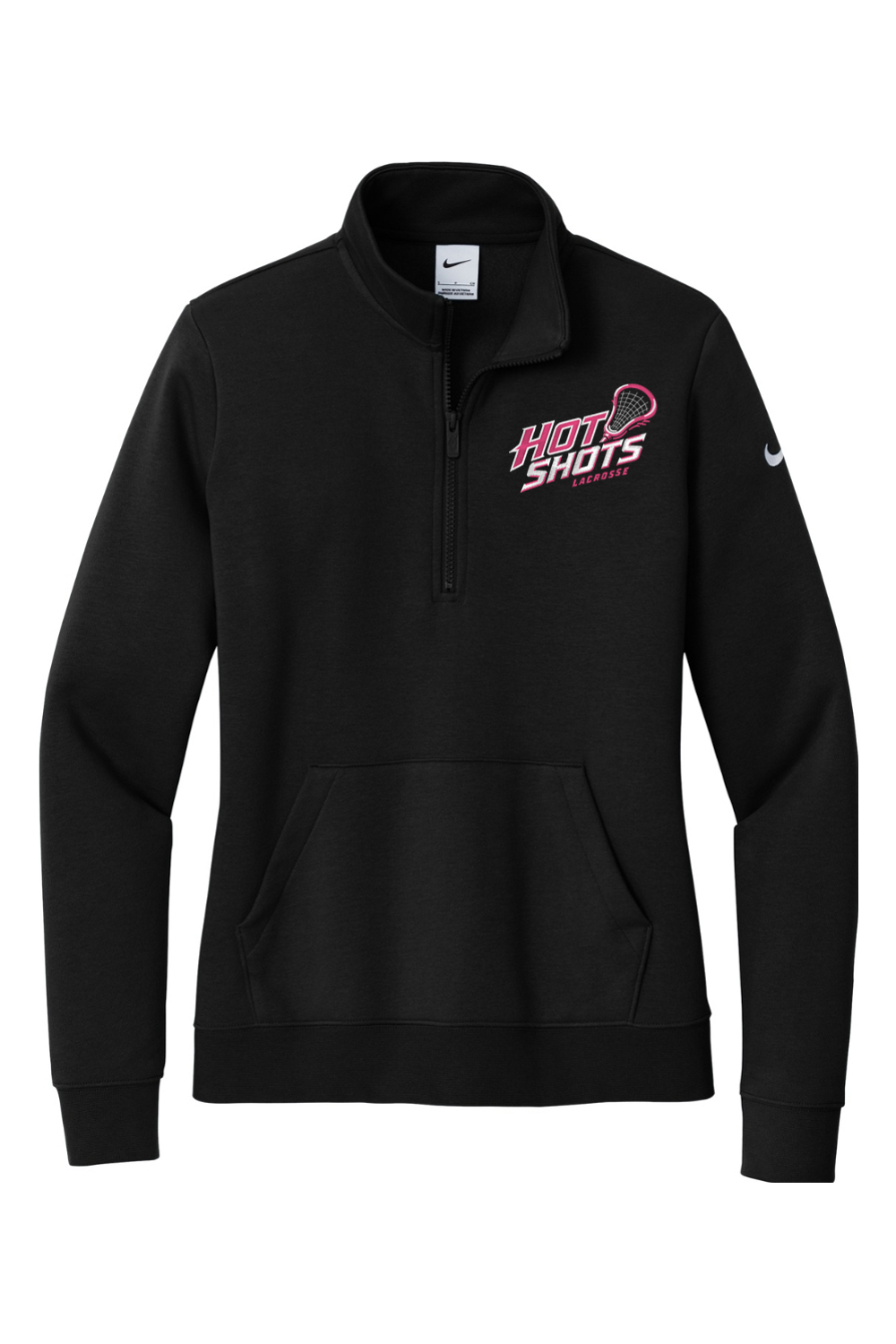 Hot Shots Lacrosse Embroidered Nike Ladies Club Fleece Sleeve Swoosh 1/2-Zip