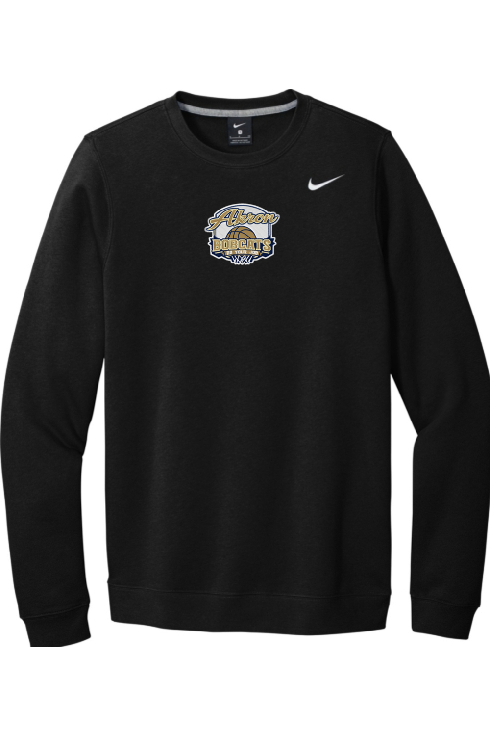 Arkron Bobcats Basketball Embroidered Nike Club Fleece Crew