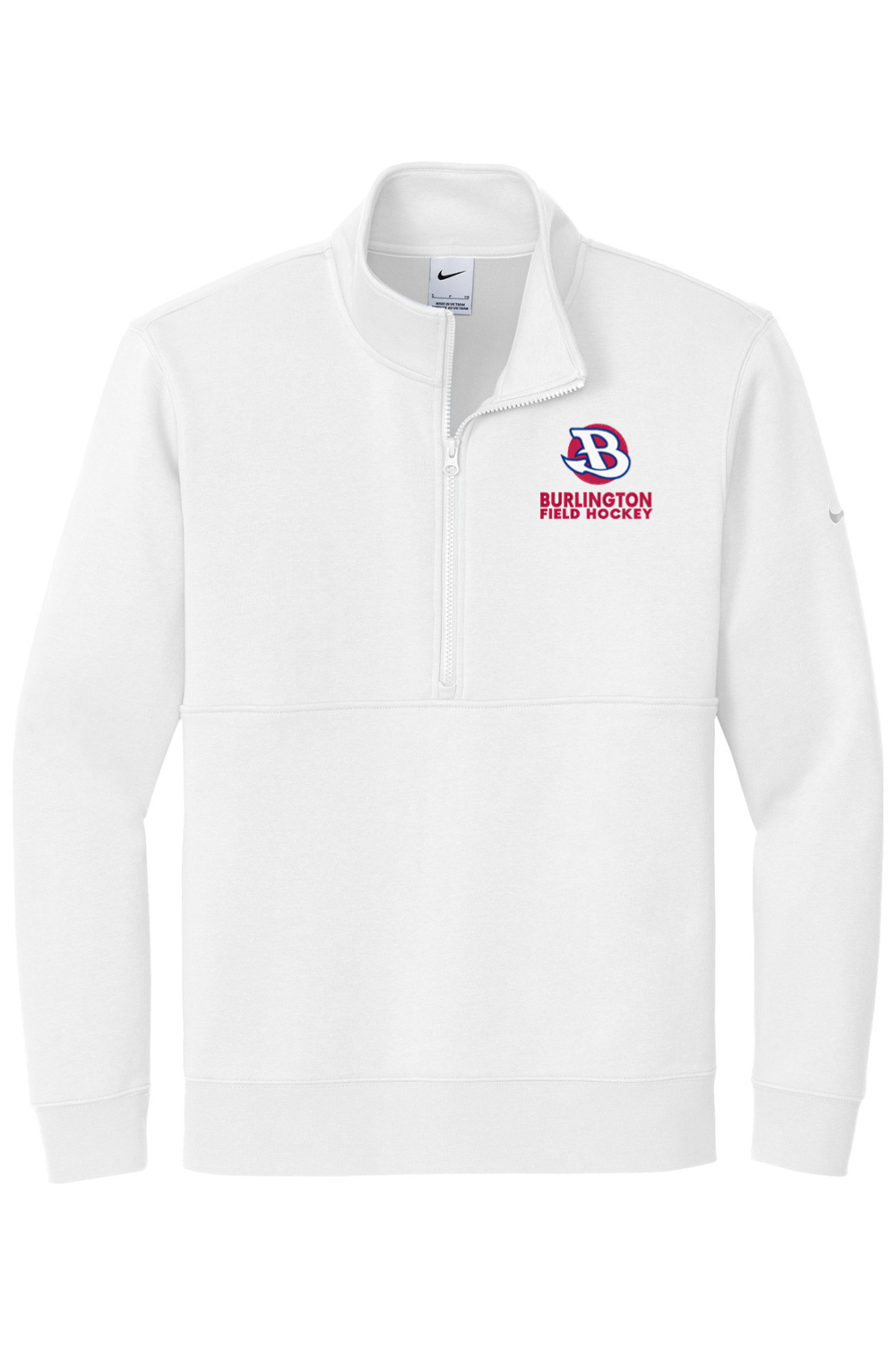 Burlington Field Hockey Embroidered Nike Club Fleece Sleeve Swoosh 1/2-Zip