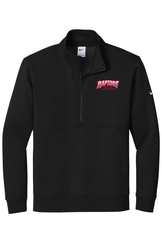 Raptors Lacrosse Embroidered Nike Club Fleece Sleeve Swoosh 1/2-Zip