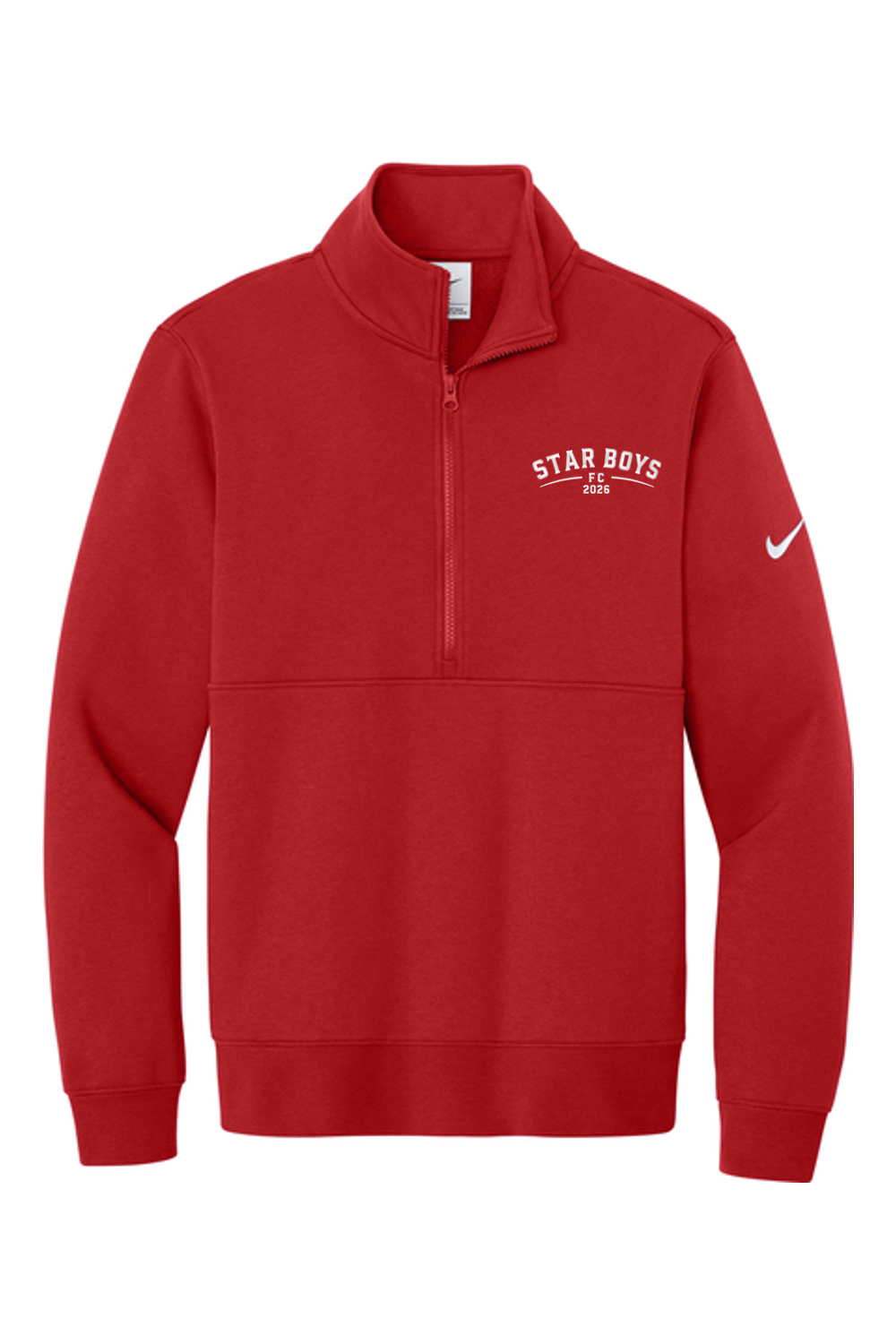 Star Boys Soccer Embroidered Nike Club Fleece Sleeve Swoosh 1/2-Zip