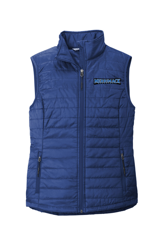 Merrimack Basketball Ladies Packable Puffy Vest