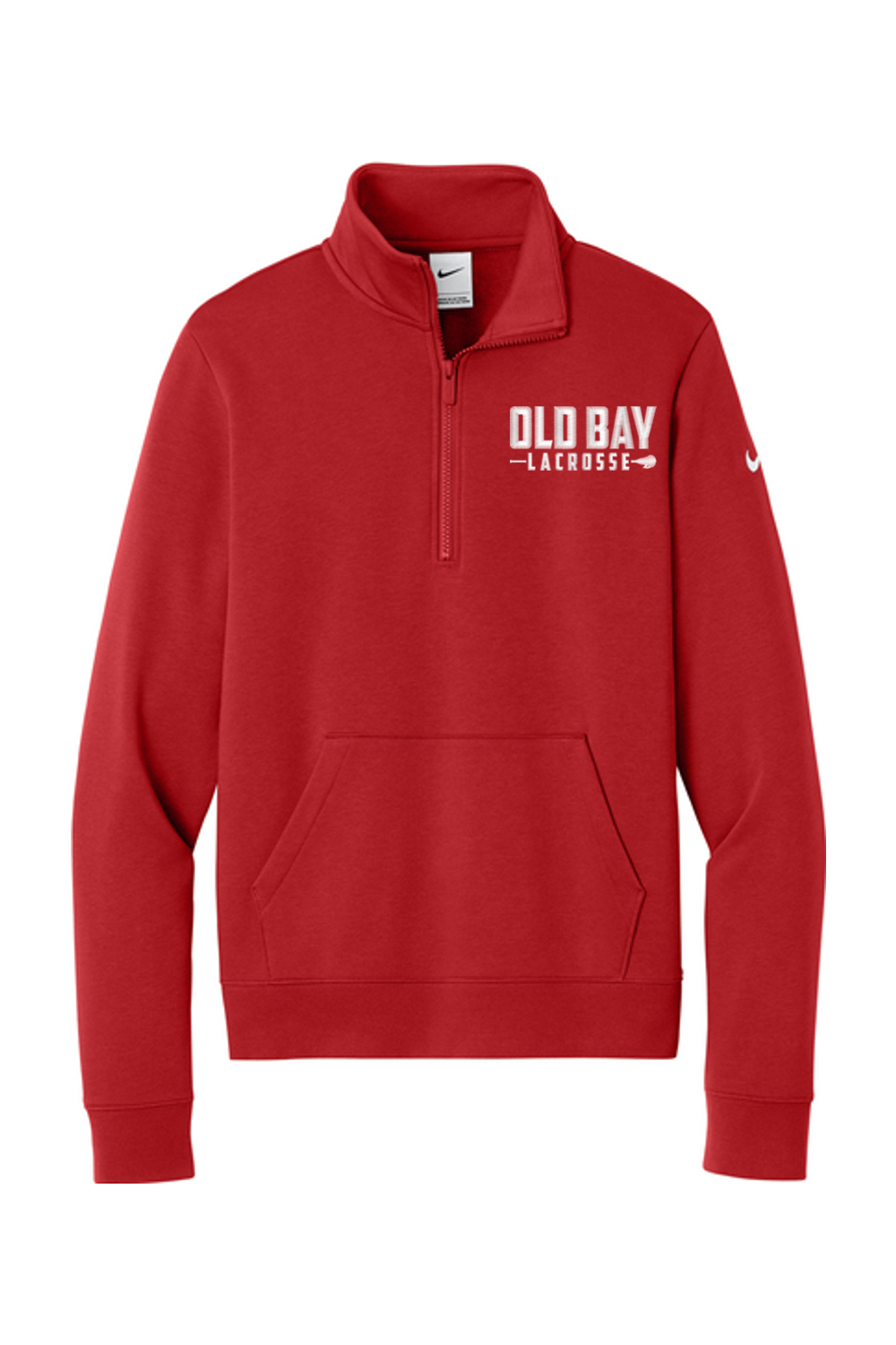 Old Bay Lacrosse Embroidered Nike Ladies Club Fleece Sleeve Swoosh 1/2-Zip