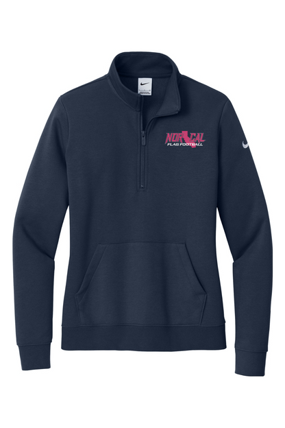 Norcal Flag Football Embroidered Nike Ladies Club Fleece Sleeve Swoosh 1/2-Zip
