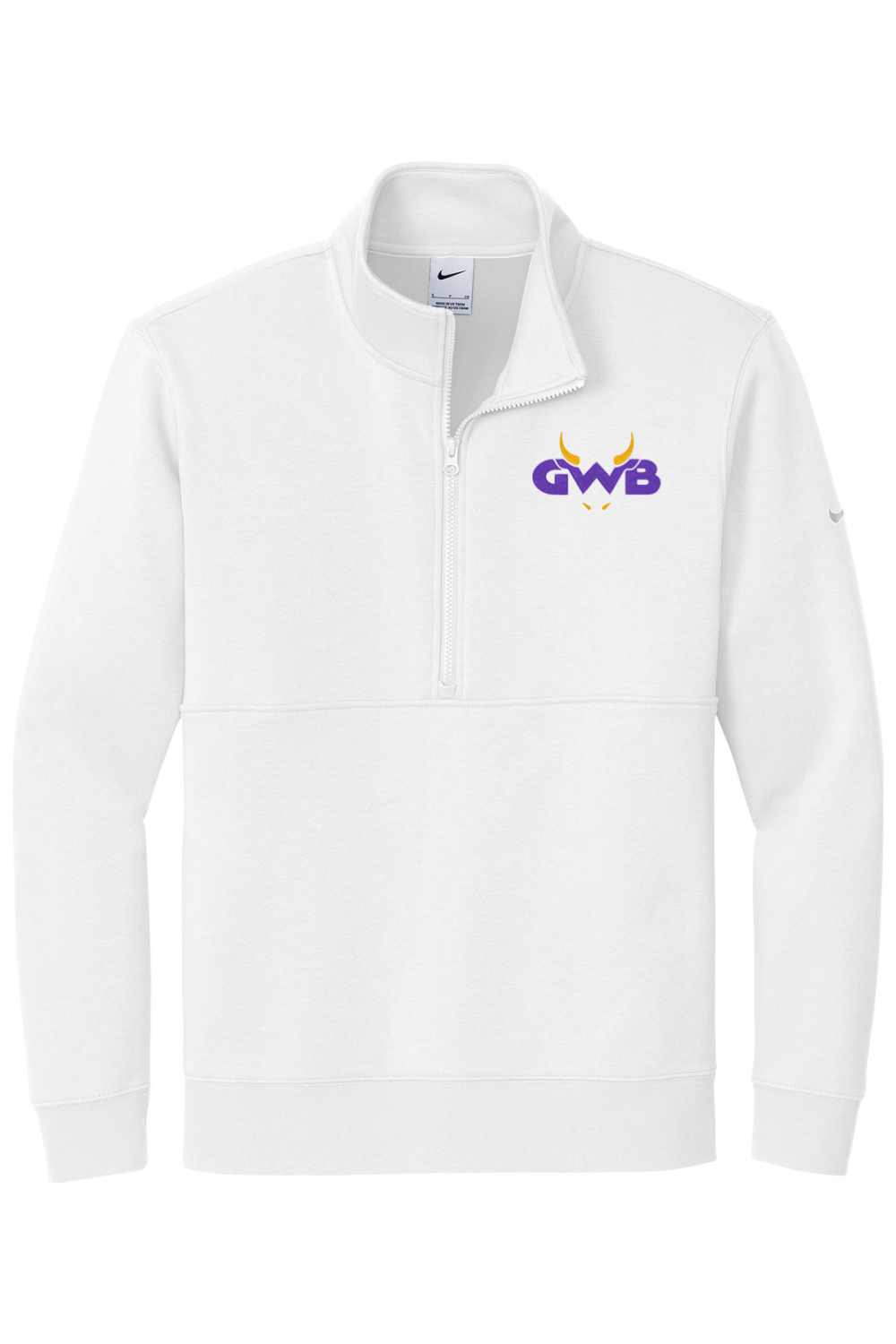 Great White Buffalo Embroidered Nike Club Fleece Sleeve Swoosh 1/2-Zip