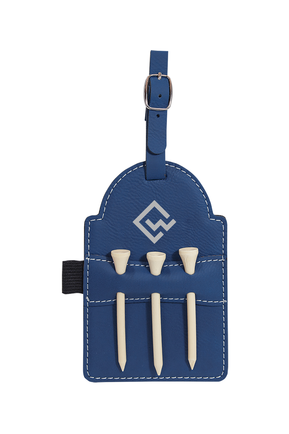 CYNDEO Wealth Partners Laserable Leatherette Golf Bag Tag with 3 Wooden Tees