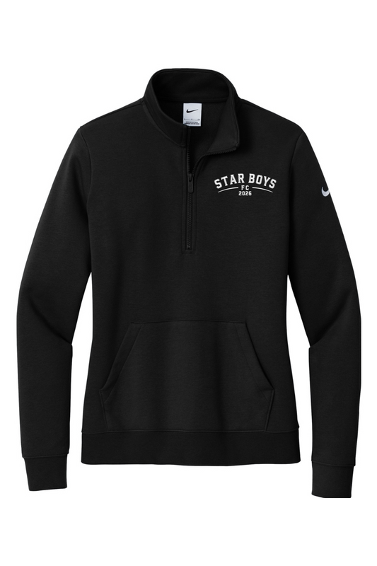 Star Boys Soccer Embroidered Nike Ladies Club Fleece Sleeve Swoosh 1/2-Zip