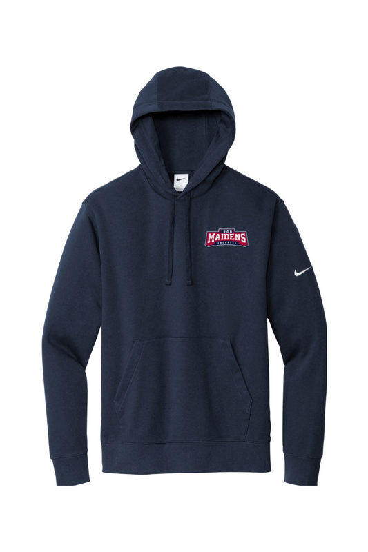 Iron Maidens Lacrosse Embroidered Nike Club Fleece Sleeve Swoosh Pullover Hoodie
