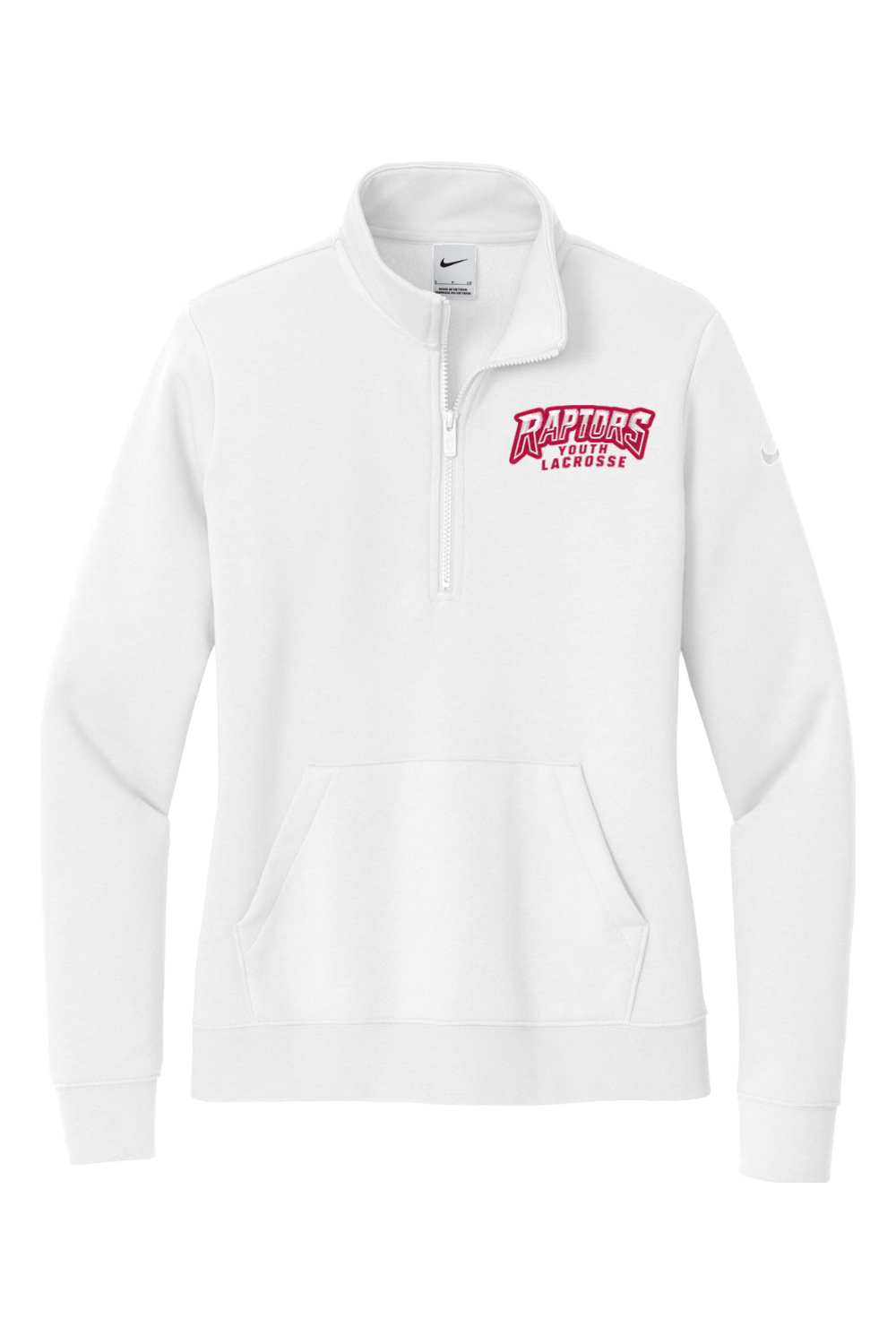 Raptors Lacrosse Embroidered Nike Ladies Club Fleece Sleeve Swoosh 1/2-Zip