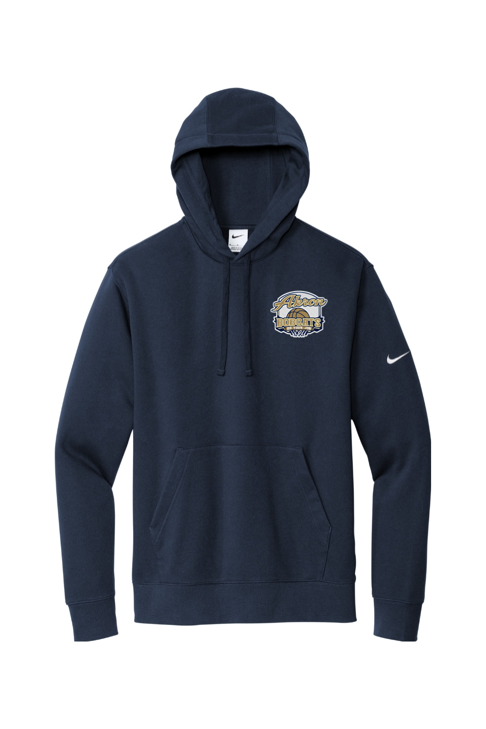 Arkron Bobcats Basketball Embroidered Nike Club Fleece Sleeve Swoosh Pullover Hoodie