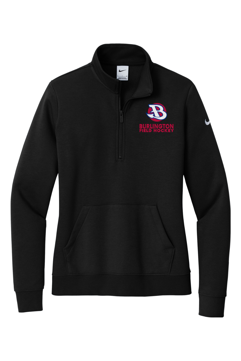 Burlington Field Hockey Embroidered Nike Ladies Club Fleece Sleeve Swoosh 1/2-Zip