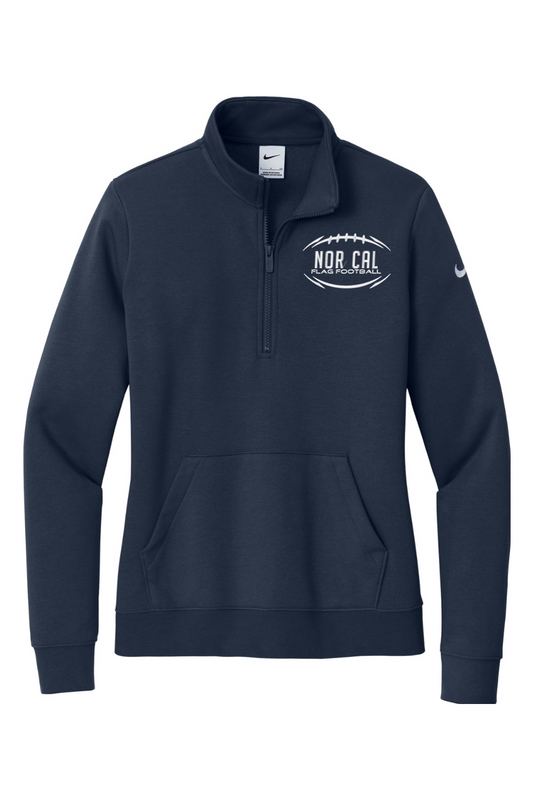Norcal Flag Football Embroidered Nike Ladies Club Fleece Sleeve Swoosh 1/2-Zip