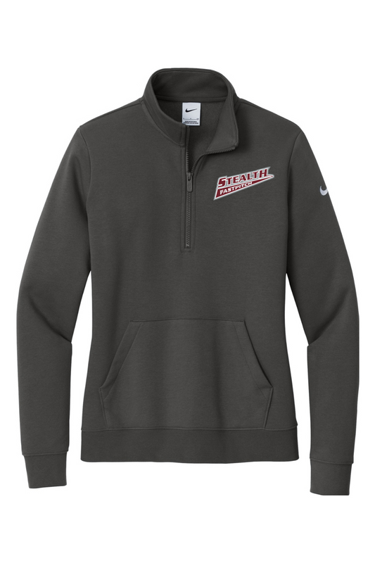 Stealth Fastpitch Embroidered Nike Ladies Club Fleece Sleeve Swoosh 1/2-Zip