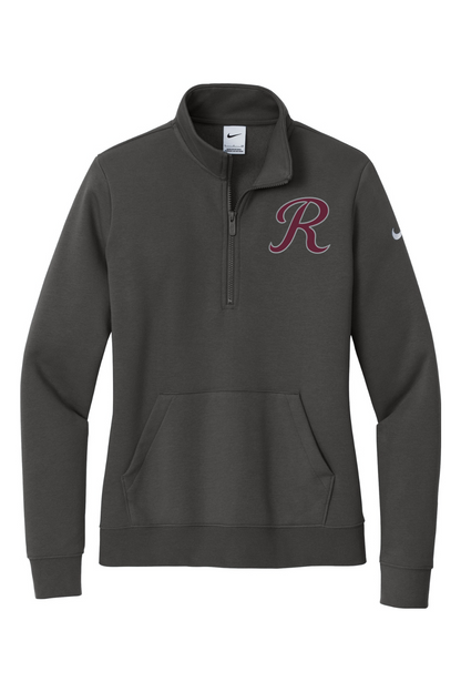 Rebels Travel Baseball Embroidered Nike Ladies Club Fleece Sleeve Swoosh 1/2-Zip