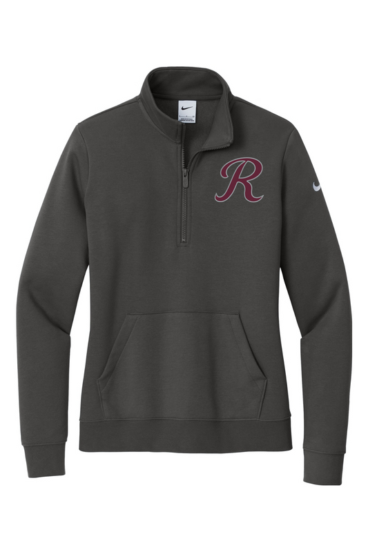 Rebels Travel Baseball Embroidered Nike Ladies Club Fleece Sleeve Swoosh 1/2-Zip