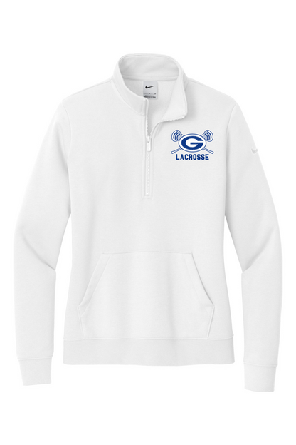 Georgetown Lacrosse Embroidered Nike Ladies Club Fleece Sleeve Swoosh 1/2-Zip