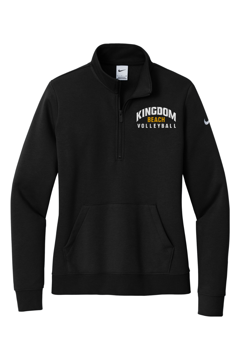 Kingdom Beach Volleyball Embroidered Nike Ladies Club Fleece Sleeve Swoosh 1/2-Zip