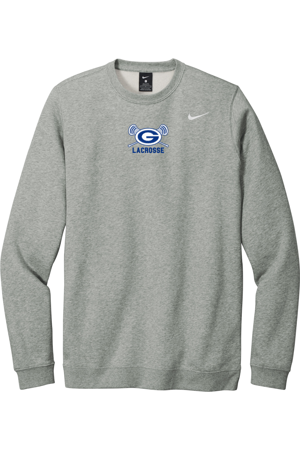 Georgetown Lacrosse Embroidered Nike Club Fleece Crew