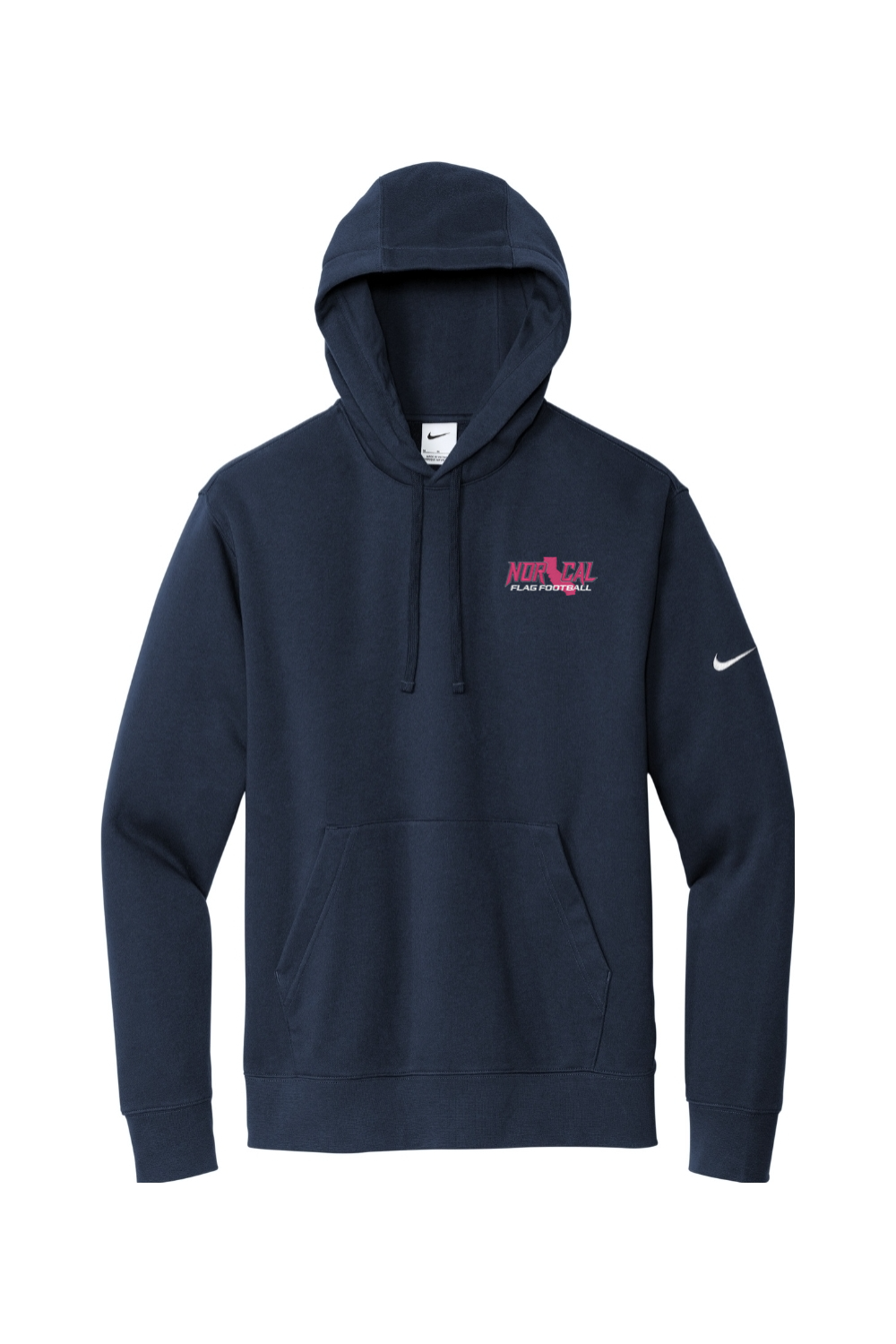Norcal Flag Football Embroidered Nike Club Fleece Sleeve Swoosh Pullover Hoodie