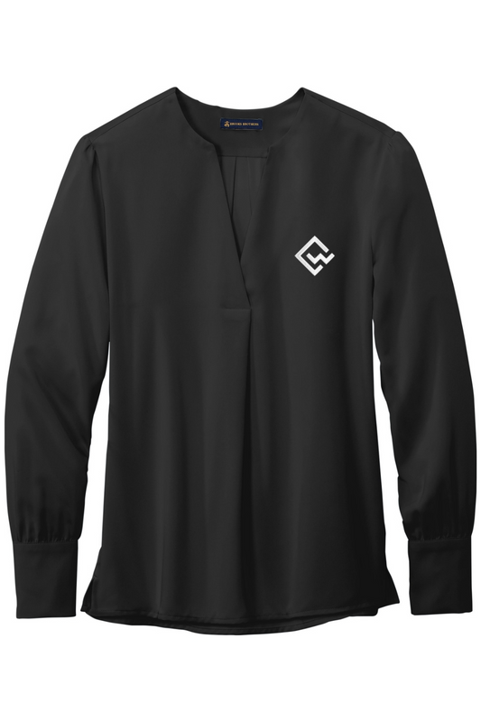 CYNDEO Wealth Partners Brooks Brothers Women's Open-Neck Satin Blouse