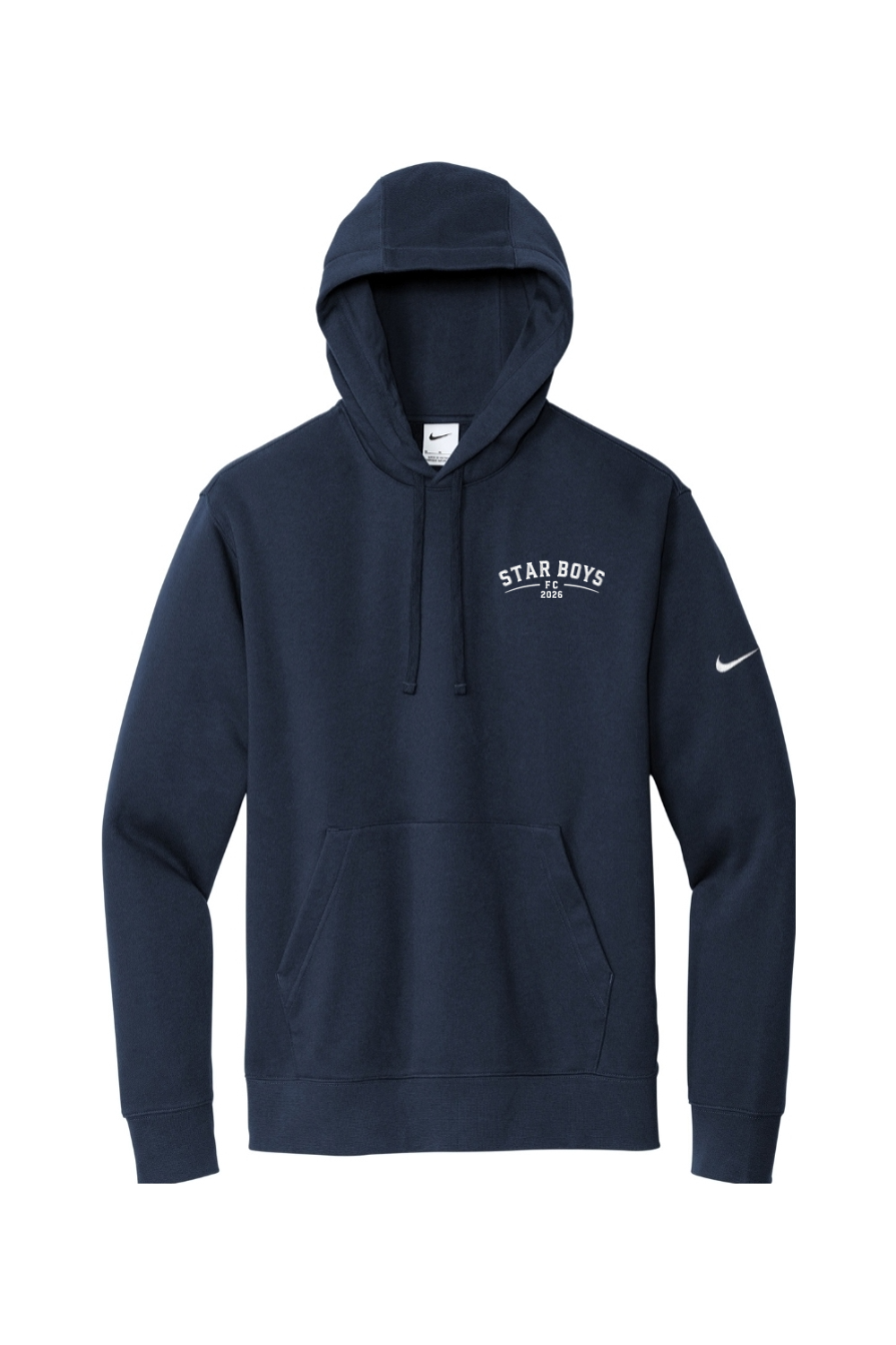 Star Boys Soccer Embroidered Nike Club Fleece Sleeve Swoosh Pullover Hoodie