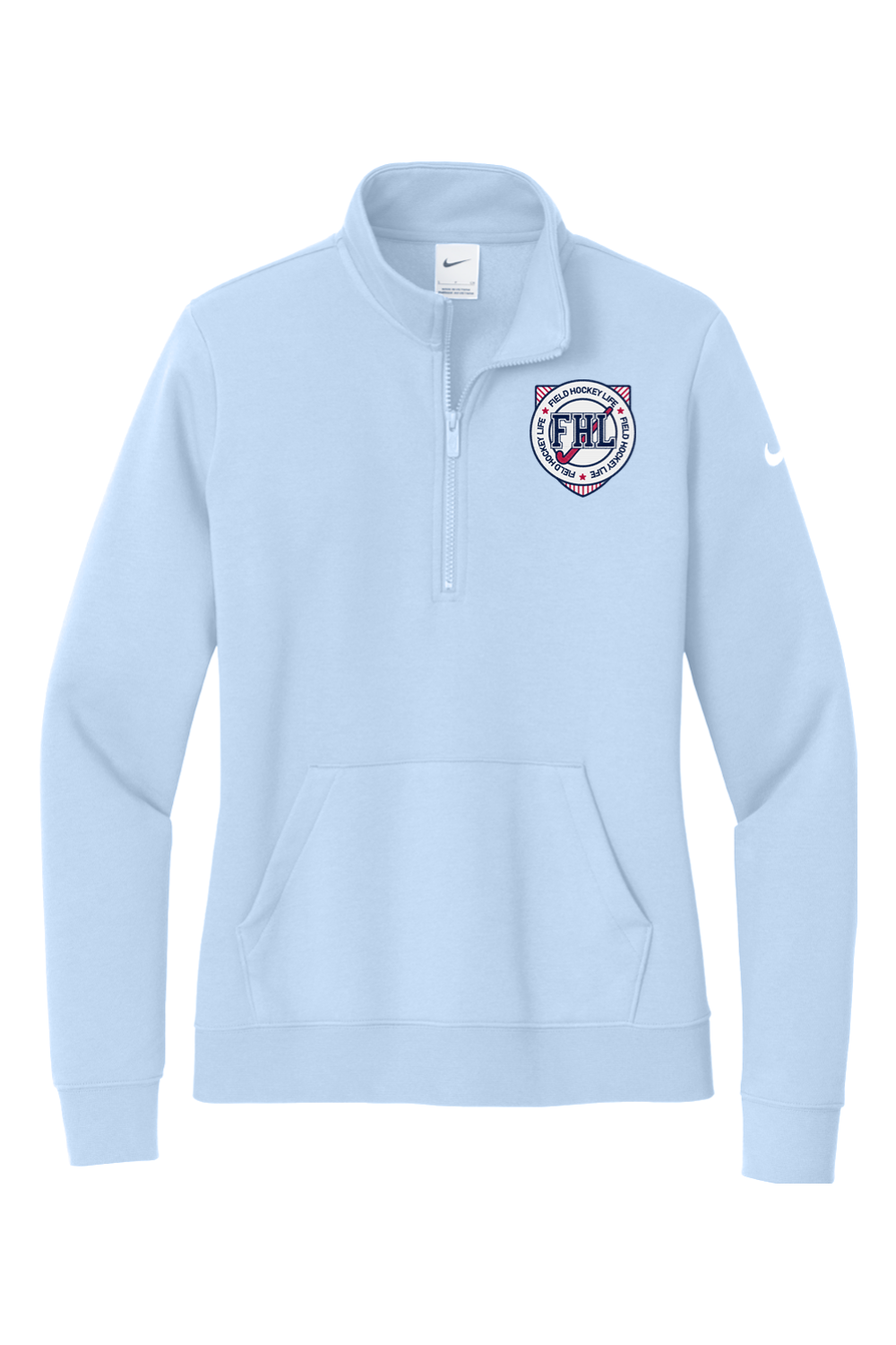 Field Hockey Life Embroidered Nike Ladies Club Fleece Sleeve Swoosh 1/2-Zip