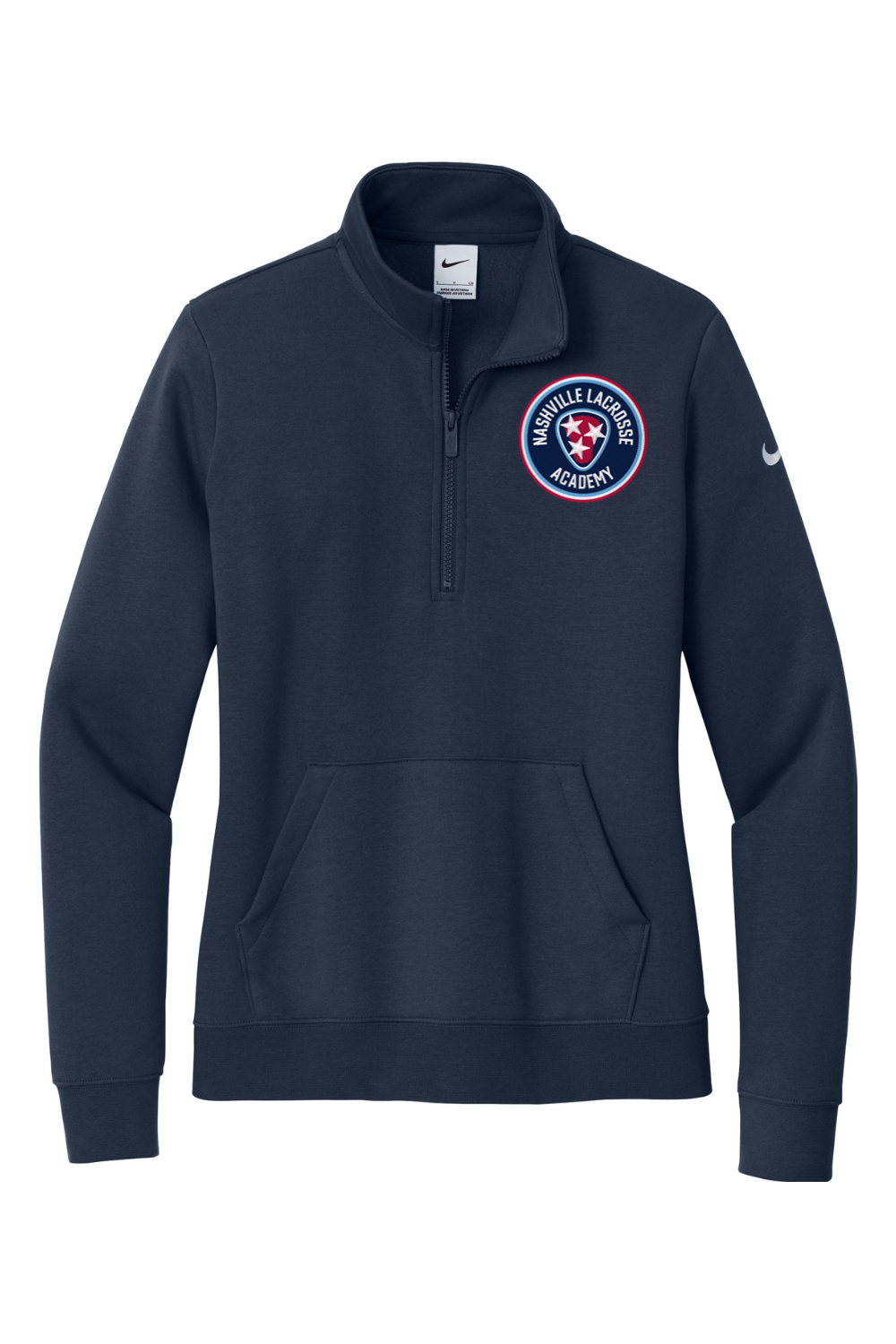 Nashville Lacrosse Embroidered Nike Ladies Club Fleece Sleeve Swoosh 1/2-Zip