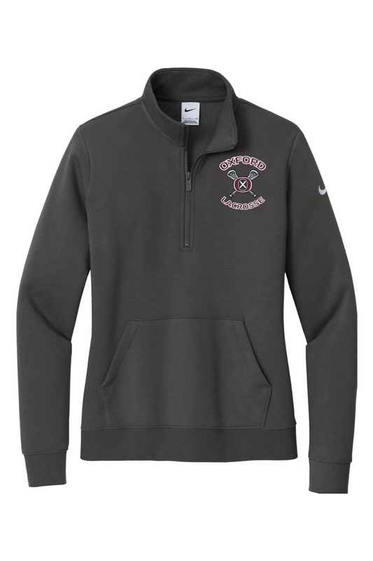 Oxford Lacrosse Embroidered Nike Ladies Club Fleece Sleeve Swoosh 1/2-Zip