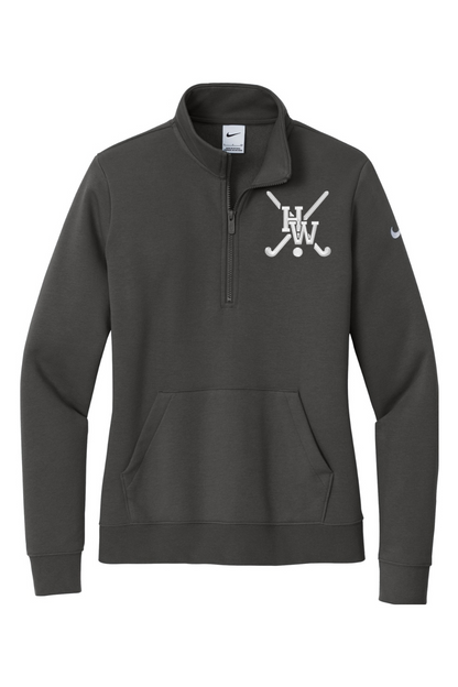Hamilton-Wenham FH Embroidered Nike Ladies Club Fleece Sleeve Swoosh 1/2-Zip