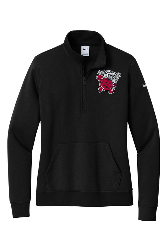 Oh Yeah LC Embroidered Nike Ladies Club Fleece Sleeve Swoosh 1/2-Zip