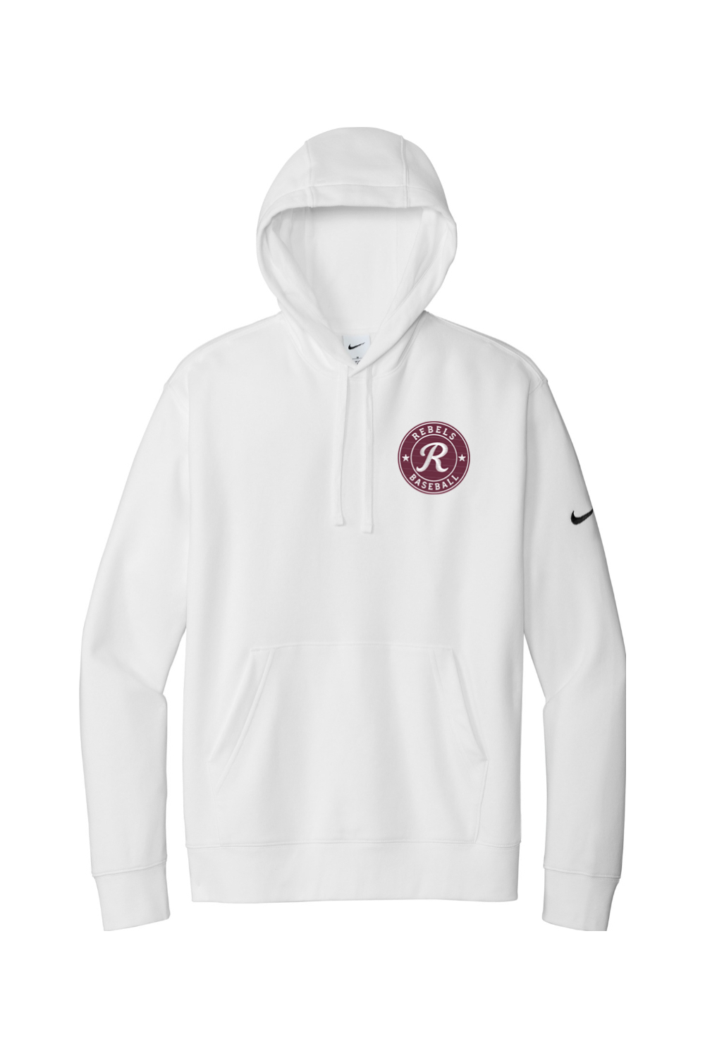Rebels Travel Baseball Embroidered Nike Club Fleece Sleeve Swoosh Pullover Hoodie