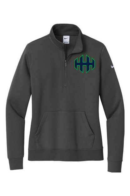 HHH lacrosse Embroidered Nike Ladies Club Fleece Sleeve Swoosh 1/2-Zip