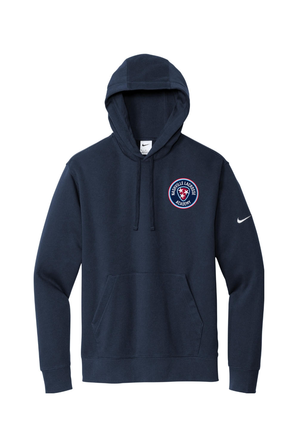 Nashville Lacrosse Embroidered Nike Club Fleece Sleeve Swoosh Pullover Hoodie