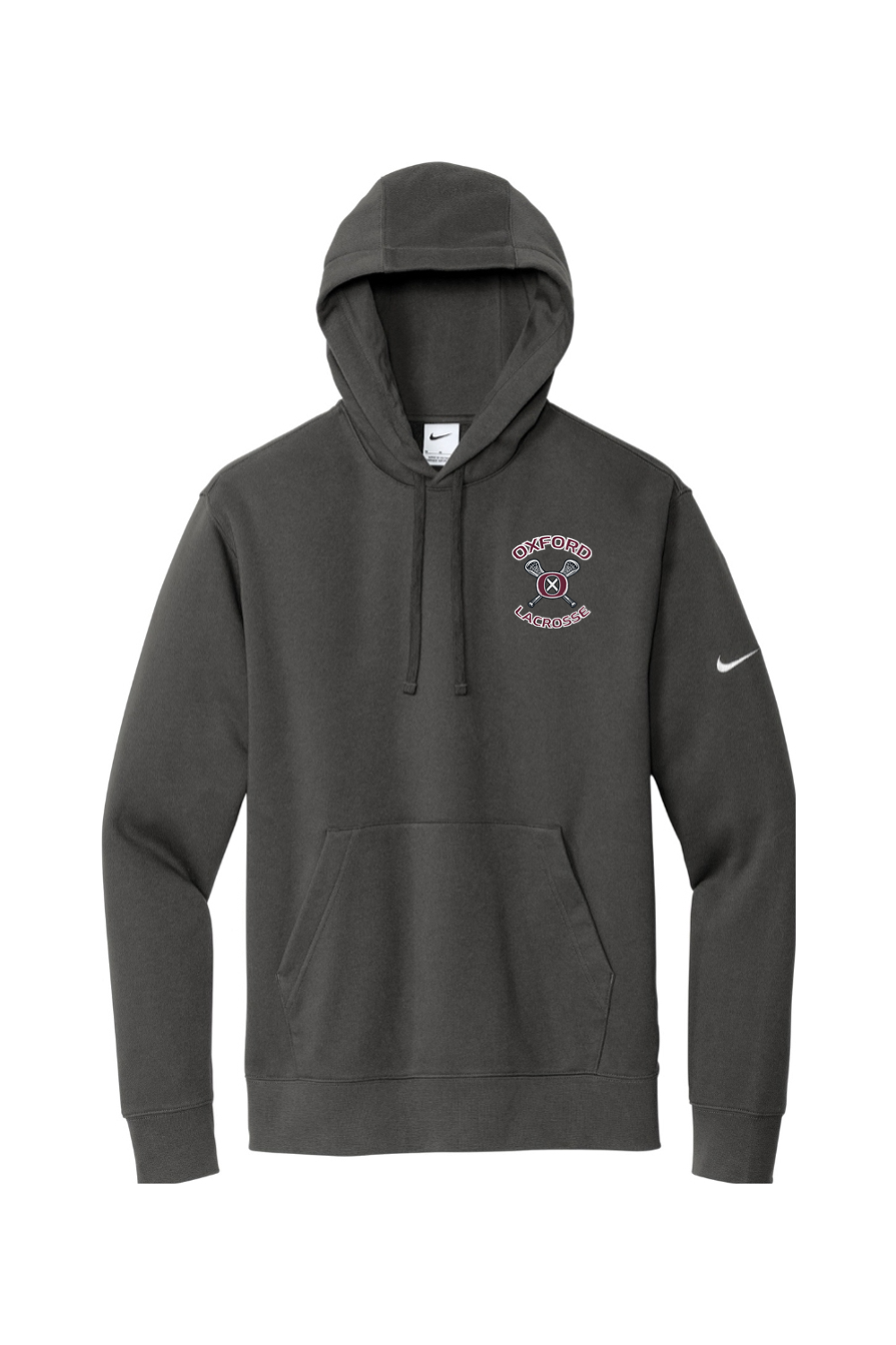 Oxford Lacrosse Embroidered Nike Club Fleece Sleeve Swoosh Pullover Hoodie