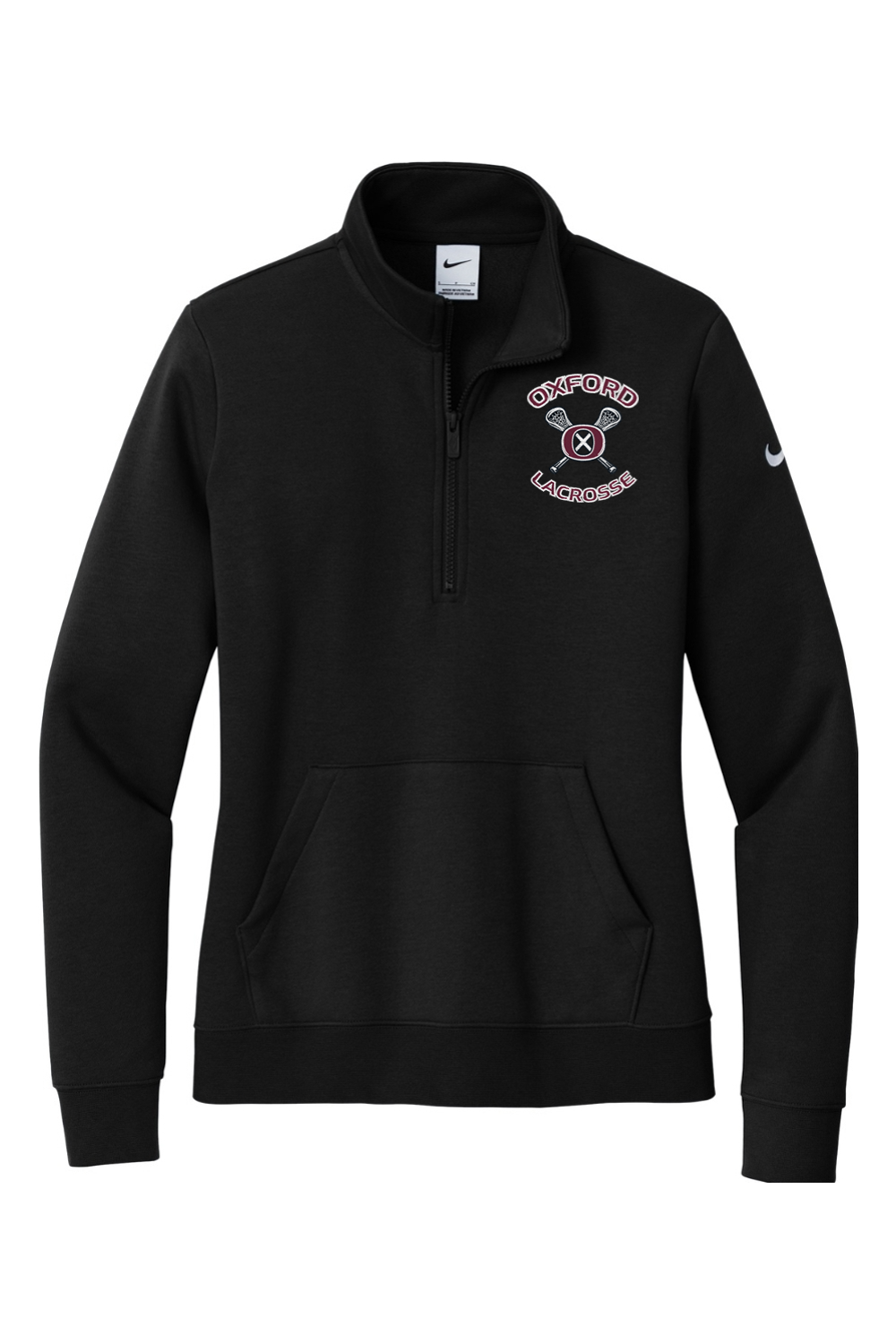 Oxford Lacrosse Embroidered Nike Ladies Club Fleece Sleeve Swoosh 1/2-Zip