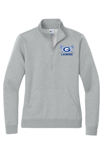 Georgetown Lacrosse Embroidered Nike Ladies Club Fleece Sleeve Swoosh 1/2-Zip