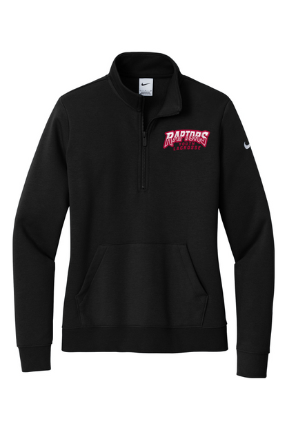 Raptors Lacrosse Embroidered Nike Ladies Club Fleece Sleeve Swoosh 1/2-Zip