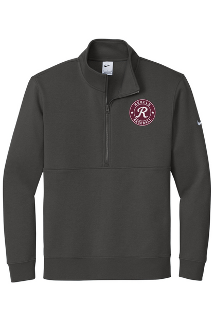 Rebels Travel Baseball Embroidered Nike Club Fleece Sleeve Swoosh 1/2-Zip