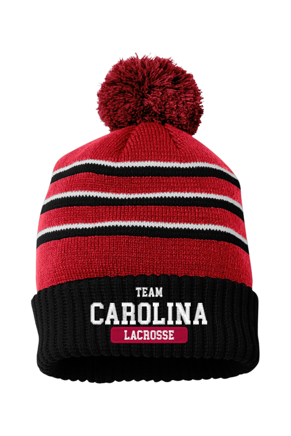 Team Carolina Richardson Stripe Pom Cuffed Beanie
