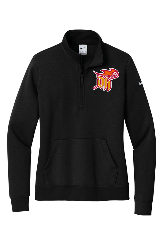 Desert Heat LC Embroidered Nike Ladies Club Fleece Sleeve Swoosh 1/2-Zip Signature Lacrosse